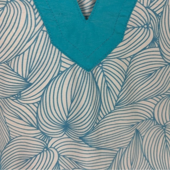 L.L. Bean Tropical Beach Nylon Blend Tunic Hooded Top Large Blue - Picture 6 of 13